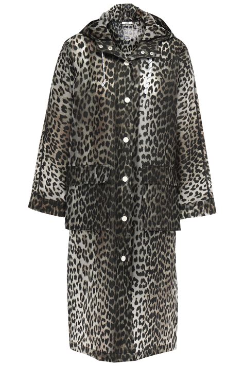 ganni raincoat leopard